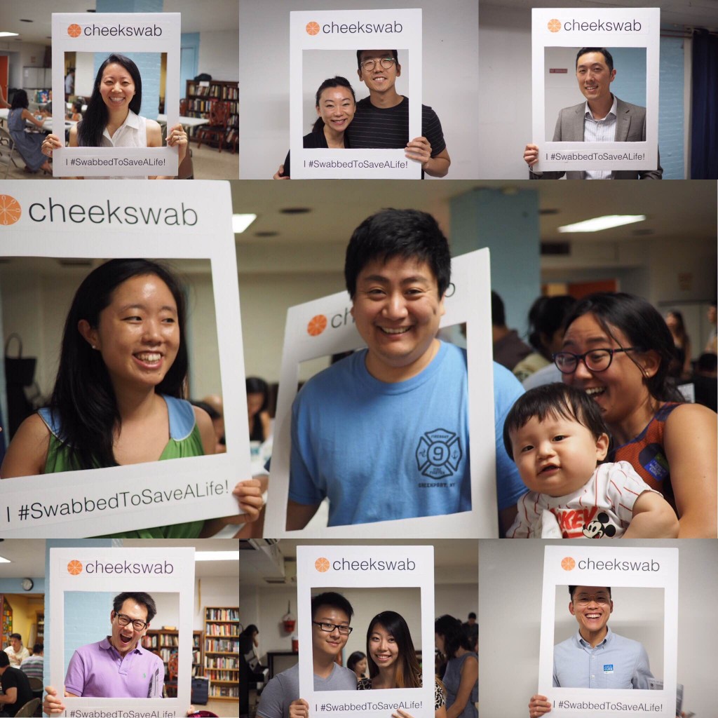 Compilation of GNC donors holding up a cheekswab sign